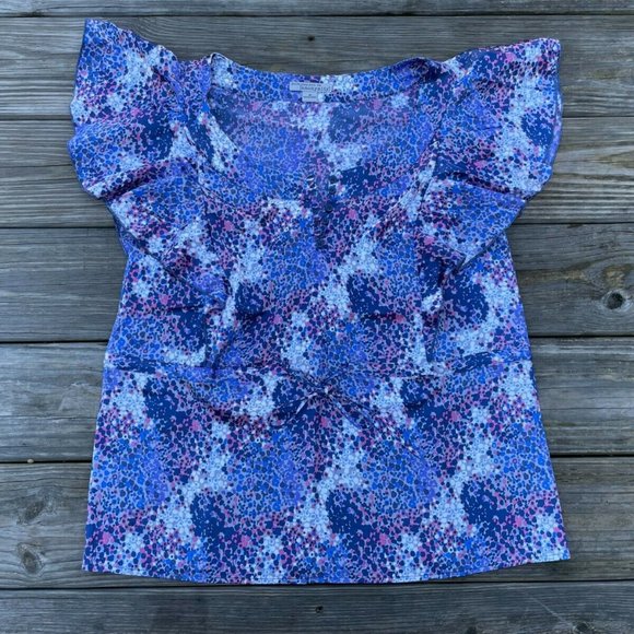 Dresses & Skirts - Julie ChaiKen For Anonymity Women Shirt Flutter Sleeve Scoop neck Monet Print S